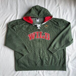NHL Minnesota Wild Green Lace Up Pullover Hoodie Sweatshirt Men's Size 2XL